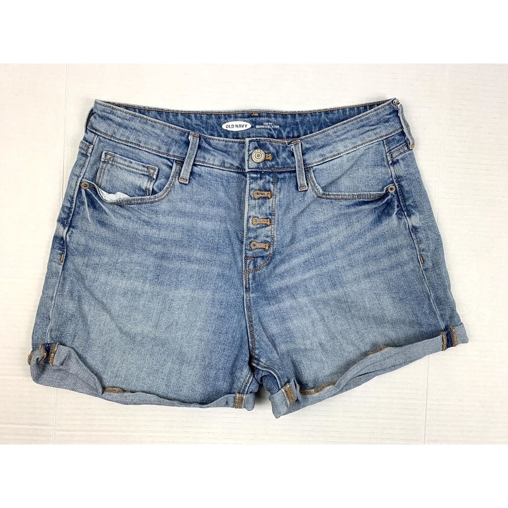Old Navy Women's 6 Shorts High Rise Denim Button Fly Secret Slim Pockets Cuffed